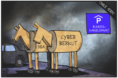 Cartoon: Cyber-Angriff (medium) by Kostas Koufogiorgos tagged nsa,trojaner,pferd,bundeskanzleramt,parkhaus,berkut,attacke,angriff,cyber,cartoon,illustration,koufogiorgos,karikatur,karikatur,koufogiorgos,illustration,cartoon,cyber,angriff,attacke,berkut,parkhaus,bundeskanzleramt,pferd,trojaner,nsa