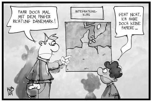 Cartoon: Dänemark (medium) by Kostas Koufogiorgos tagged karikatur,koufogiorgos,illustration,cartoon,daenemark,pass,papiere,grenze,kontrolle,integration,kurs,lehrer,schüler,landkarte,karikatur,koufogiorgos,illustration,cartoon,daenemark,pass,papiere,grenze,kontrolle,integration,kurs,lehrer,schüler,landkarte