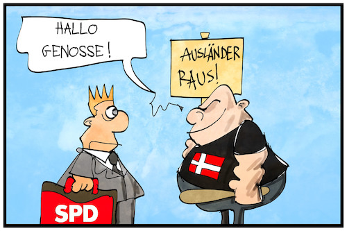 Cartoon: Dänemark (medium) by Kostas Koufogiorgos tagged karikatur,koufogiorgos,illustration,cartoon,sozialdemokraten,spd,populismus,asylpolitik,neonazi,partei,wahl,dänemark,karikatur,koufogiorgos,illustration,cartoon,sozialdemokraten,spd,populismus,asylpolitik,neonazi,partei,wahl,dänemark