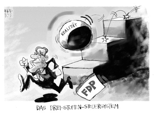 Cartoon: Das FDP-Steuermodell (medium) by Kostas Koufogiorgos tagged fdp,steuermodell,steuern,innenpolitik,wirtschaft,guido westerwelle,guido,westerwelle