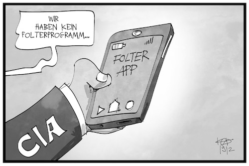 Cartoon: Das Folterprogramm der CIA (medium) by Kostas Koufogiorgos tagged karikatur,koufogiorgos,illustration,cartoon,app,programm,cia,handy,smartphone,folter,usa,menschenrechte,karikatur,koufogiorgos,illustration,cartoon,app,programm,cia,handy,smartphone,folter,usa,menschenrechte