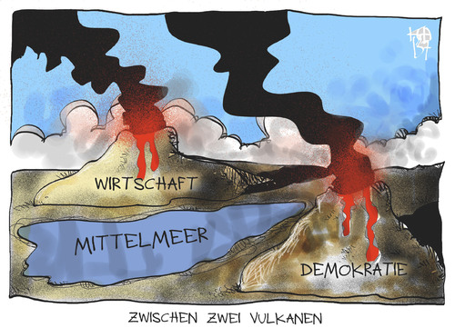 Cartoon: Das Mittelmeer (medium) by Kostas Koufogiorgos tagged mittelmeer,demokratie,wirtschaft,europa,afrika,karikatur,koufogiorgos,mittelmeer,demokratie,wirtschaft,europa,afrika,karikatur,koufogiorgos