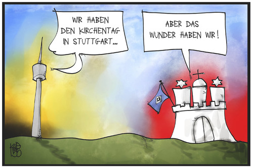 Cartoon: Das Wunder HSV (medium) by Kostas Koufogiorgos tagged karikatur,koufogiorgos,illustration,cartoon,hsv,hamburg,stuttgart,kirchentag,wunder,kirche,religion,fussball,sport,karikatur,koufogiorgos,illustration,cartoon,hsv,hamburg,stuttgart,kirchentag,wunder,kirche,religion,fussball,sport