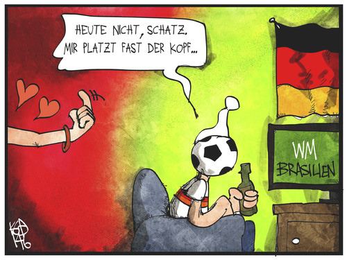 Cartoon: Den Kopf für Fußball (medium) by Kostas Koufogiorgos tagged karikatur,koufogiorgos,illustration,cartoon,fussball,fernsehen,mann,frau,ehe,kopfschmerzen,sport,wm,weltmeisterschaft,karikatur,koufogiorgos,illustration,cartoon,fussball,fernsehen,mann,frau,ehe,kopfschmerzen,sport,wm,weltmeisterschaft