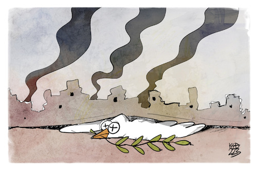 Cartoon: Der begrabene Frieden (medium) by Kostas Koufogiorgos tagged karikatur,koufogiorgos,frieden,friedenstaube,ruine,bombardement,ukraine,krieg,tod,karikatur,koufogiorgos,frieden,friedenstaube,ruine,bombardement,ukraine,krieg,tod