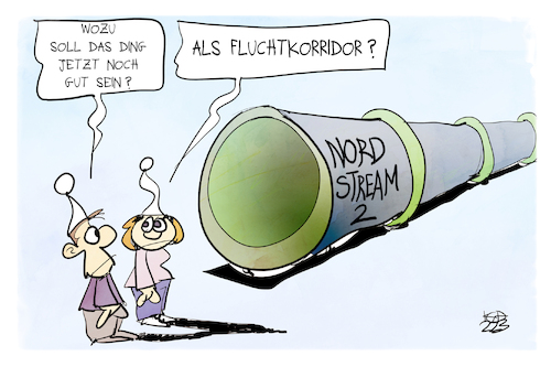 Cartoon: Der Fluchtkorridor (medium) by Kostas Koufogiorgos tagged karikatur,koufogiorgos,fluchtkorridor,ukraine,russland,pipeline,gas,nordstream,flüchtlinge,karikatur,koufogiorgos,fluchtkorridor,ukraine,russland,pipeline,gas,nordstream,flüchtlinge