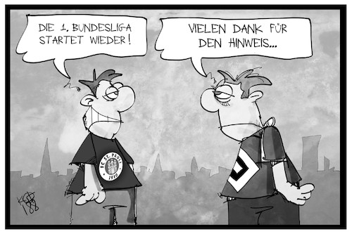 Cartoon: Der HSV und die Bundesliga (medium) by Kostas Koufogiorgos tagged karikatur,koufogiorgos,illustration,cartoon,bundesliga,start,fussball,pauli,hsv,hamburg,abstieg,karikatur,koufogiorgos,illustration,cartoon,bundesliga,start,fussball,pauli,hsv,hamburg,abstieg