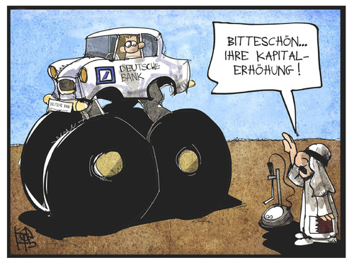 Cartoon: Deutsche Bank (medium) by Kostas Koufogiorgos tagged karikatur,koufogiorgos,illustration,cartoon,deutsche,bank,katar,kapitalerhöhung,scheich,luft,auto,wirtschaft,geld,karikatur,koufogiorgos,illustration,cartoon,deutsche,bank,katar,kapitalerhöhung,scheich,luft,auto,wirtschaft,geld