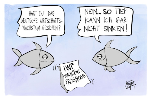 Cartoon: Deutsche Wirtschaft (medium) by Kostas Koufogiorgos tagged karikatur,koufogiorgos,iwf,wachstum,prognose,fisch,meer,sinken,wirtschaft,karikatur,koufogiorgos,iwf,wachstum,prognose,fisch,meer,sinken,wirtschaft