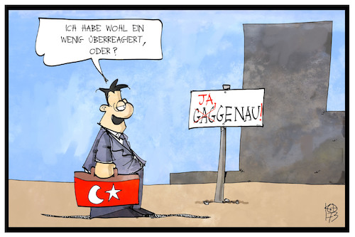 Cartoon: Deutschland-Türkei (medium) by Kostas Koufogiorgos tagged karikatur,koufogiorgos,illustration,cartoon,gaggenau,wahlkampf,tuerkei,akp,erdogan,minister,karikatur,koufogiorgos,illustration,cartoon,gaggenau,wahlkampf,tuerkei,akp,erdogan,minister