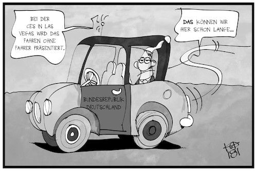 Cartoon: Deutschland ohne Fahrer (medium) by Kostas Koufogiorgos tagged karikatur,koufogiorgos,illustration,fahren,auto,fahrer,smartphone,ces,michel,deutschland,fahrzeug,verkehr,sicherheit,karikatur,koufogiorgos,illustration,fahren,auto,fahrer,smartphone,ces,michel,deutschland,fahrzeug,verkehr,sicherheit