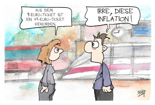 Cartoon: Deutschlandticket (medium) by Kostas Koufogiorgos tagged karikatur,koufogiorgos,deutschlandticket,inflation,bahn,klimaticket,karikatur,koufogiorgos,deutschlandticket,inflation,bahn,klimaticket