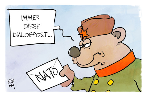 Cartoon: Dialogpost (medium) by Kostas Koufogiorgos tagged karikatur,koufogiorgos,cartoon,nato,russland,dialogpost,antwort,post,ukraine,krieg,konflikt,karikatur,koufogiorgos,cartoon,nato,russland,dialogpost,antwort,post,ukraine,krieg,konflikt