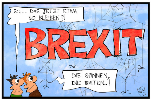 Cartoon: Die Briten spinnen (medium) by Kostas Koufogiorgos tagged karikatur,koufogiorgos,illustration,cartoon,brexit,verschiebung,eu,europa,großbritannien,warten,spinnen,karikatur,koufogiorgos,illustration,cartoon,brexit,verschiebung,eu,europa,großbritannien,warten,spinnen