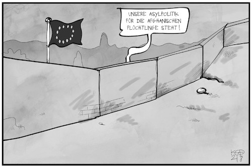 Cartoon: Die EU-Asylpolitik steht (medium) by Kostas Koufogiorgos tagged karikatur,koufogiorgos,illustration,cartoon,eu,asylpolitik,afghanistan,mauer,karikatur,koufogiorgos,illustration,cartoon,eu,asylpolitik,afghanistan,mauer
