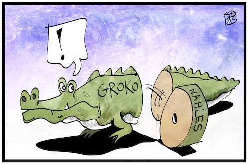 Cartoon: Die Groko zerlegt sich (medium) by Kostas Koufogiorgos tagged karikatur,koufogiorgos,illustration,cartoon,groko,spd,cdu,nahles,bruch,vorsitz,partei,politik,karikatur,koufogiorgos,illustration,cartoon,groko,spd,cdu,nahles,bruch,vorsitz,partei,politik