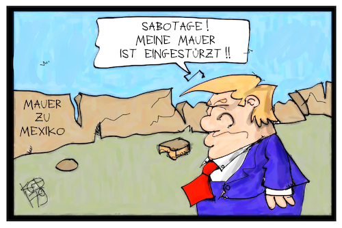 Cartoon: Die Mauer zu Mexiko (medium) by Kostas Koufogiorgos tagged karikatur,koufogiorgos,cartoon,illustration,mauer,mexiko,erdbeben,trump,sabotage,einsturz,katastrophe,karikatur,koufogiorgos,cartoon,illustration,mauer,mexiko,erdbeben,trump,sabotage,einsturz,katastrophe