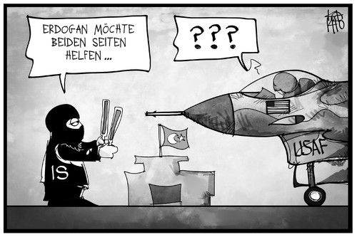 Cartoon: Die Türkei hilft (medium) by Kostas Koufogiorgos tagged karikatur,koufogiorgos,illustration,cartoon,türkei,nato,flugzeug,is,terrorist,politik,konflikt,krieg,karikatur,koufogiorgos,illustration,cartoon,türkei,nato,flugzeug,is,terrorist,politik,konflikt,krieg