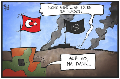 Cartoon: Die Türkei und der IS (medium) by Kostas Koufogiorgos tagged karikatur,koufogiorgos,illustration,cartoon,kobane,türkei,syrien,is,miliz,terrorismus,kalifat,kurden,politik,krieg,konflikt,karikatur,koufogiorgos,illustration,cartoon,kobane,türkei,syrien,is,miliz,terrorismus,kalifat,kurden,politik,krieg,konflikt