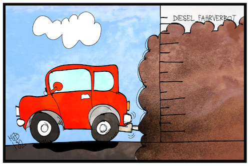 Cartoon: Diesel-Fahrverbote (medium) by Kostas Koufogiorgos tagged karikatur,koufogiorgos,illustration,cartoon,diesel,fahrverbot,stickoxid,abgas,luft,umwelt,reinhaltung,gerichtsurteil,pegel,verkehr,verschmutzung,karikatur,koufogiorgos,illustration,cartoon,diesel,fahrverbot,stickoxid,abgas,luft,umwelt,reinhaltung,gerichtsurteil,pegel,verkehr,verschmutzung