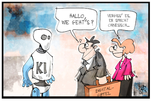 Cartoon: Digitalgipfel (medium) by Kostas Koufogiorgos tagged karikatur,koufogiorgos,illustration,cartoon,digitalisierung,china,chinesisch,sprache,ki,roboter,technik,computer,digital,gipfel,karikatur,koufogiorgos,illustration,cartoon,digitalisierung,china,chinesisch,sprache,ki,roboter,technik,computer,digital,gipfel