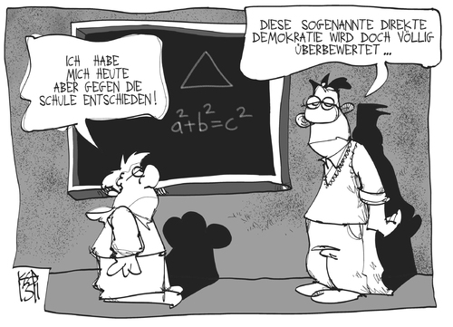 Cartoon: Direkte Demokratie (medium) by Kostas Koufogiorgos tagged demokratie,koalition,groko,schule,lehrer,regierung,karikatur,koufogiorgos,demokratie,koalition,groko,schule,lehrer,regierung,karikatur,koufogiorgos