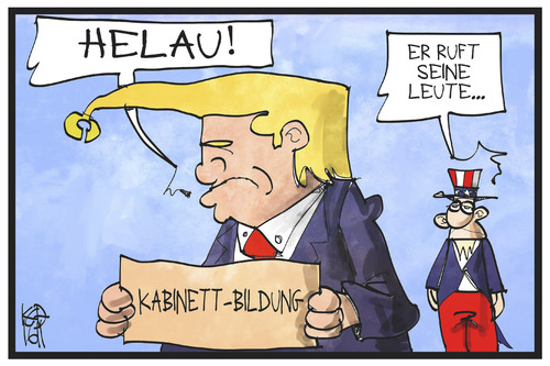 Cartoon: Donald Trump (medium) by Kostas Koufogiorgos tagged regierung,usa,kabinett,trump,cartoon,illustration,koufogiorgos,karikatur,helau,karneval,fasching,politik,donald,trump,kabinett,helau,fasching,karneval,usa,wahl