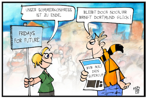 Cartoon: Dortmund im Glück (medium) by Kostas Koufogiorgos tagged karikatur,koufogiorgos,illustration,cartoon,fridays,future,bvb,dortmund,fussball,congress,klima,umwelt,sommercamp,kongress,sport,fan,aktivist,karikatur,koufogiorgos,illustration,cartoon,fridays,future,bvb,dortmund,fussball,congress,klima,umwelt,sommercamp,kongress,sport,fan,aktivist