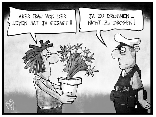 Cartoon: Drohnenprojekt (medium) by Kostas Koufogiorgos tagged karikatur,koufogiorgos,illustration,cartoon,kampfdrohne,drohne,drogen,cannabis,hanf,von,der,leyen,verteidigung,bundeswehr,politik,karikatur,koufogiorgos,illustration,cartoon,kampfdrohne,drohne,drogen,cannabis,hanf,von,der,leyen,verteidigung,bundeswehr,politik