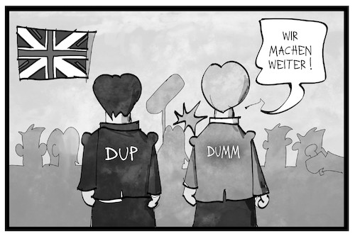 Cartoon: DUP und dumm (medium) by Kostas Koufogiorgos tagged karikatur,koufogiorgos,illustration,cartoon,dup,dumm,uk,koalition,wahl,may,tories,partei,grossbritannien,karikatur,koufogiorgos,illustration,cartoon,dup,dumm,uk,koalition,wahl,may,tories,partei,grossbritannien