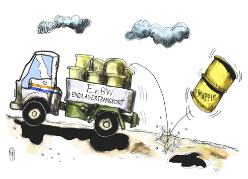 Cartoon: EnBW-Deal (medium) by Kostas Koufogiorgos tagged mappus,enbw,ermittlung,müll,umwelt,untreue,karikatur,kostas,koufogiorgos,mappus,ermittlung,müll,umwelt,untreue