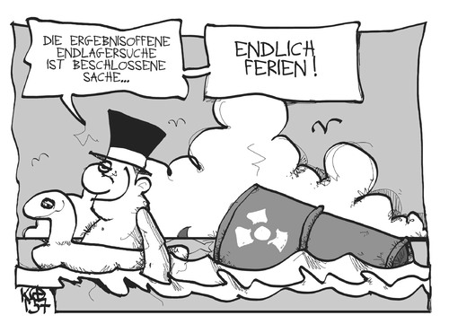 Cartoon: Endlagersuche (medium) by Kostas Koufogiorgos tagged bundesrat,endlager,atommüll,sommerpause,politik,gorleben,umwelt,akw,karikatur,koufogiorgos,bundesrat,endlager,atommüll,sommerpause,politik,gorleben,umwelt,akw,karikatur,koufogiorgos