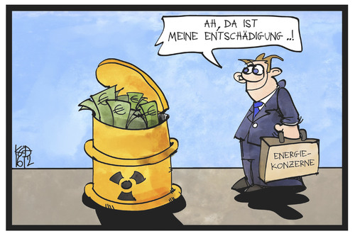 Cartoon: Energiekonzerne (medium) by Kostas Koufogiorgos tagged karikatur,koufogiorgos,illustration,cartoon,energiekonzerne,entschädigung,geld,akw,atomenergie,nuklear,atommüll,fass,tonne,urteil,verfassungsgericht,karikatur,koufogiorgos,illustration,cartoon,energiekonzerne,entschädigung,geld,akw,atomenergie,nuklear,atommüll,fass,tonne,urteil,verfassungsgericht