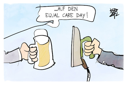 Cartoon: Equal Care Day (medium) by Kostas Koufogiorgos tagged karikatur,koufogiorgos,equal,care,day,gleichberechtigung,mann,frau,hausarbeit,bier,paar,karikatur,koufogiorgos,equal,care,day,gleichberechtigung,mann,frau,hausarbeit,bier,paar