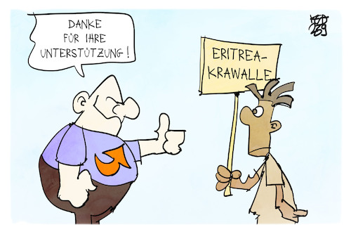 Cartoon: Eritrea-Festivals (medium) by Kostas Koufogiorgos tagged karikatur,koufogiorgos,eritrea,ausschreitungen,afd,karikatur,koufogiorgos,eritrea,ausschreitungen,afd