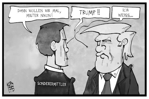 Cartoon: Ermittlung gegen Trump (medium) by Kostas Koufogiorgos tagged karikatur,koufogiorgos,illustration,cartoon,trump,nixon,watergate,ermittler,mueller,usa,impeachment,karikatur,koufogiorgos,illustration,cartoon,trump,nixon,watergate,ermittler,mueller,usa,impeachment