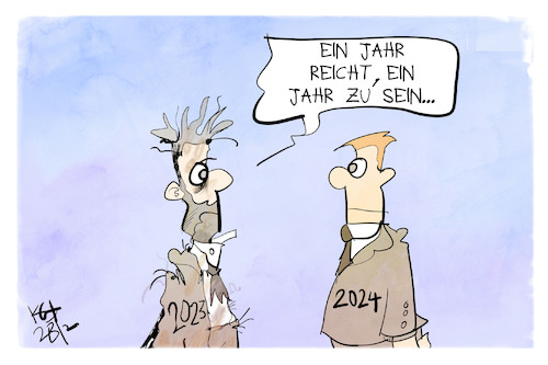 Cartoon: Es reicht 2023! (medium) by Kostas Koufogiorgos tagged karikatur,koufogiorgos,2023,2024,genug,zeit,jahr,jahreswechsel,karikatur,koufogiorgos,2023,2024,genug,zeit,jahr,jahreswechsel