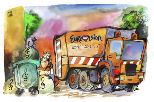 Cartoon: ESC 2015 (medium) by Kostas Koufogiorgos tagged karikatur,koufogiorgos,illustration,cartoon,esc,eurovison,wien,musik,grand,prix,müll,show,europa,karikatur,koufogiorgos,illustration,cartoon,esc,eurovison,wien,musik,grand,prix,müll,show,europa