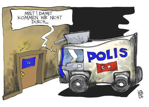 Cartoon: EU-Beitritt Türkei (medium) by Kostas Koufogiorgos tagged tuerkei,eu,europa,wasserwerfer,polizei,demonstrationen,beitrittsverhandlung,karikatur,koufogiorgos,tuerkei,eu,europa,wasserwerfer,polizei,demonstrationen,beitrittsverhandlung,karikatur,koufogiorgos