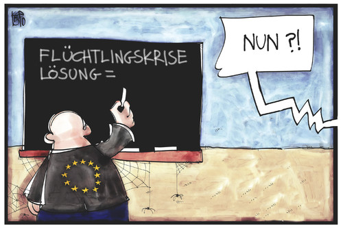 Cartoon: EU-Flüchtlingspolitik (medium) by Kostas Koufogiorgos tagged karikatur,koufogiorgos,illustration,cartoon,eu,europa,flüchtlingskrise,schüler,tafel,lösung,politik,karikatur,koufogiorgos,illustration,cartoon,eu,europa,flüchtlingskrise,schüler,tafel,lösung,politik