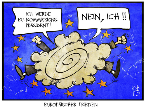 Cartoon: EU-Kommissionspräsident (medium) by Kostas Koufogiorgos tagged karikatur,koufogiorgos,cartoon,illustration,eu,europa,kommission,präsidetn,juncker,schulz,frieden,streit,posten,politik,politiker,demokratie,amt,karikatur,koufogiorgos,cartoon,illustration,eu,europa,kommission,präsidetn,juncker,schulz,frieden,streit,posten,politik,politiker,demokratie,amt