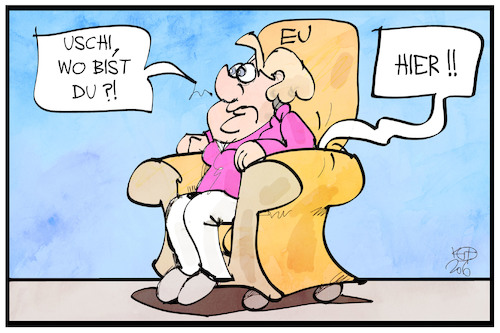 Cartoon: EU-Ratspräsidentschaft (medium) by Kostas Koufogiorgos tagged karikatur,koufogiorgos,illustration,cartoon,eu,merkel,von,der,leyen,uschi,ratspräsidentschaft,thron,europa,europäische,union,karikatur,koufogiorgos,illustration,cartoon,eu,merkel,von,der,leyen,uschi,ratspräsidentschaft,thron,europa,europäische,union