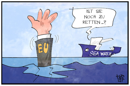 Cartoon: EU-Rettung (medium) by Kostas Koufogiorgos tagged karikatur,koufogiorgos,cartoon,illustration,eu,rettung,seawatch,untergang,europäische,union,karikatur,koufogiorgos,cartoon,illustration,eu,rettung,seawatch,untergang,europäische,union