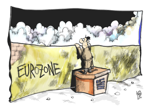 Cartoon: Eurozone (medium) by Kostas Koufogiorgos tagged griechenland,wahl,eurozone,europa,schulden,krise,neuwahl,wirtschaft,karikatur,kostas,koufogiorgos,griechenland,wahl,eurozone,europa,schulden,krise