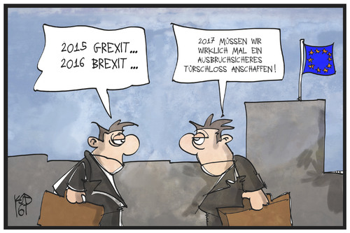 Cartoon: Exit 2016 (medium) by Kostas Koufogiorgos tagged karikatur,koufogiorgos,illustration,cartoon,exit,grexit,brexit,eu,europa,tür,schloss,2016,referendum,austritt,politik,karikatur,koufogiorgos,illustration,cartoon,exit,grexit,brexit,eu,europa,tür,schloss,2016,referendum,austritt,politik