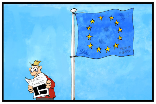 Cartoon: Exportrekord (medium) by Kostas Koufogiorgos tagged karikatur,koufogiorgos,illustration,cartoon,export,rekord,fahne,flagge,eu,europa,zeitung,michel,meldung,nachricht,karikatur,koufogiorgos,illustration,cartoon,export,rekord,fahne,flagge,eu,europa,zeitung,michel,meldung,nachricht