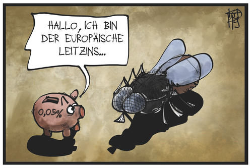 Cartoon: EZB-Leitzins (medium) by Kostas Koufogiorgos tagged karikatur,koufogiorgos,illustration,cartoon,ezb,leitzins,sparschwein,geld,wirtschaft,europa,euro,fliege,klein,gross,politik,bank,karikatur,koufogiorgos,illustration,cartoon,ezb,leitzins,sparschwein,geld,wirtschaft,europa,euro,fliege,klein,gross,politik,bank