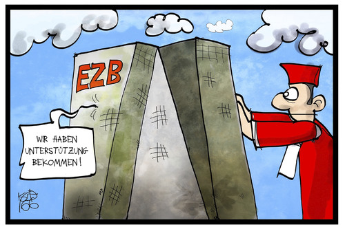 Cartoon: EZB-Stütze (medium) by Kostas Koufogiorgos tagged karikatur,koufogiorgos,illustration,cartoon,ezb,verfassungsgericht,verfassungsrichter,zentralbank,frankfurt,anleihenkauf,draghi,stütze,unterstützung,wirtschaft,urteil,karikatur,koufogiorgos,illustration,cartoon,ezb,verfassungsgericht,verfassungsrichter,zentralbank,frankfurt,anleihenkauf,draghi,stütze,unterstützung,wirtschaft,urteil