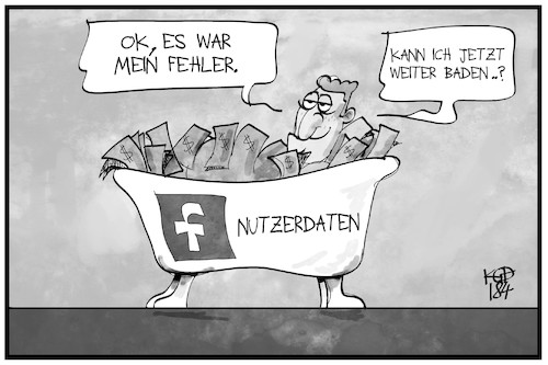 Cartoon: Facebook-Datenskandal (medium) by Kostas Koufogiorgos tagged karikatur,koufogiorgos,cartoon,illustration,facebook,zuckerberg,daten,skandal,baden,nutzerdaten,soziale,netzwerke,internet,medien,geld,ceo,profit,datenschutz,karikatur,koufogiorgos,cartoon,illustration,facebook,zuckerberg,daten,skandal,baden,nutzerdaten,soziale,netzwerke,internet,medien,geld,ceo,profit,datenschutz