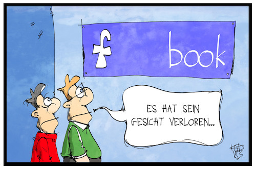 Cartoon: Facebook-Gesichtsverlust (medium) by Kostas Koufogiorgos tagged karikatur,koufogiorgos,illustration,cartoon,facebook,daten,affäre,sozial,netzwerk,user,internet,logo,cambridge,analytica,datenmissbrauch,karikatur,koufogiorgos,illustration,cartoon,facebook,daten,affäre,sozial,netzwerk,user,internet,logo,cambridge,analytica,datenmissbrauch